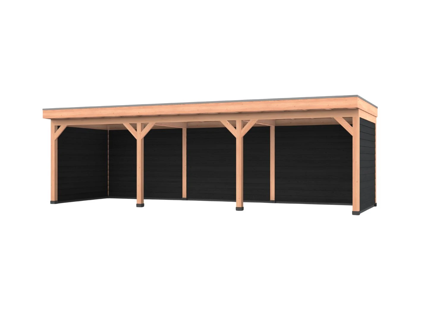 Douglas overkapping, 900 x 300, met zwarte achterwand en twee zijwanden, Westwood Comfort Green - Afbeelding 1